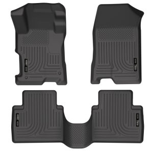 Honda Accord Floor Liners - Front + Rear - Husky Liners - WeatherBeater Combo (One-Piece 2nd Row) - Black - `08-`12